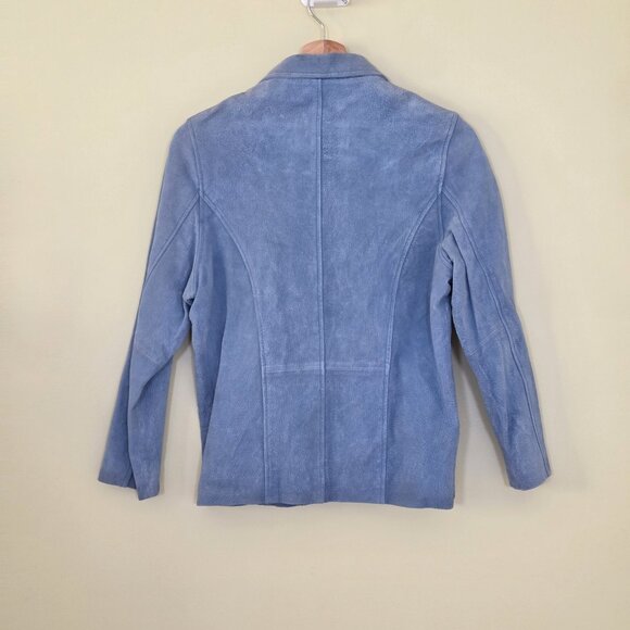 Wilsons Leather Kids Jacket Youth Girls XL Womens S/M Blue  Leather LS Lined VTG - Picture 2 of 16